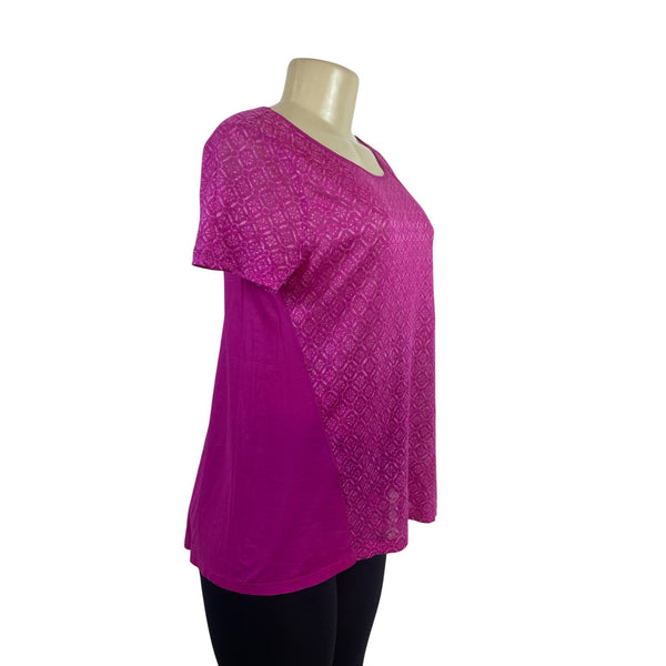 Ralph Lauren Women’s Pink Patterned Short Sleeve Linen & Cotton Top Sz XS - New