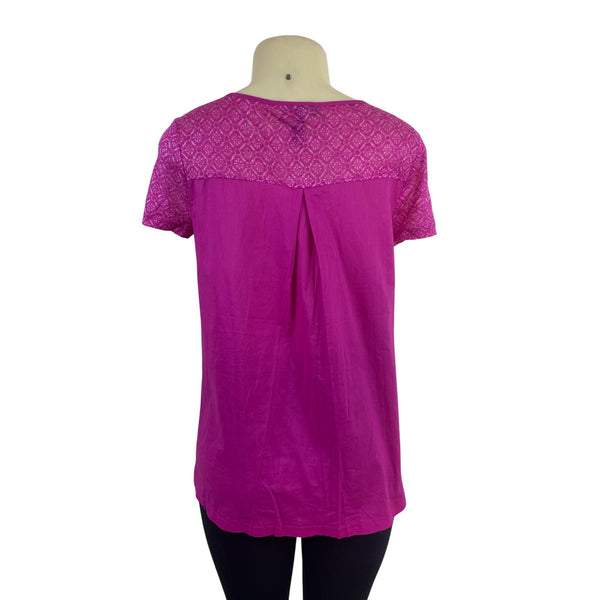Ralph Lauren Women’s Pink Patterned Short Sleeve Linen & Cotton Top Sz XS - New