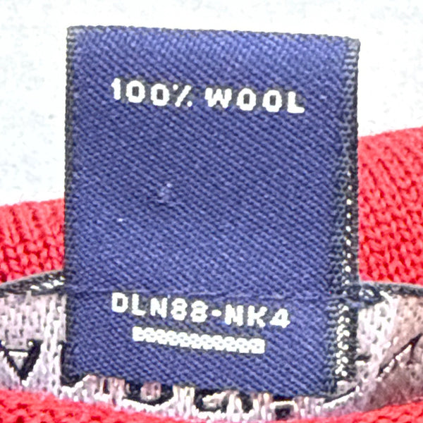 Lands End Mens Red Wool V-Neck Sweater Classic Pullover  Size L