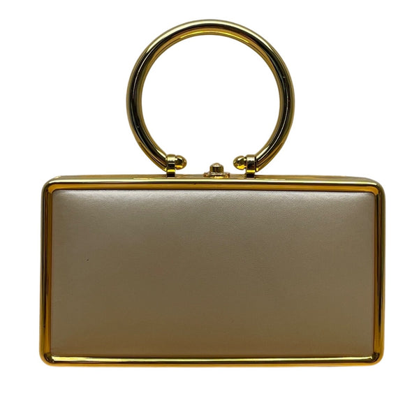 Nordstrom Women’s Off White Clutch Bag With Gold Frame Handle & Chain Strap