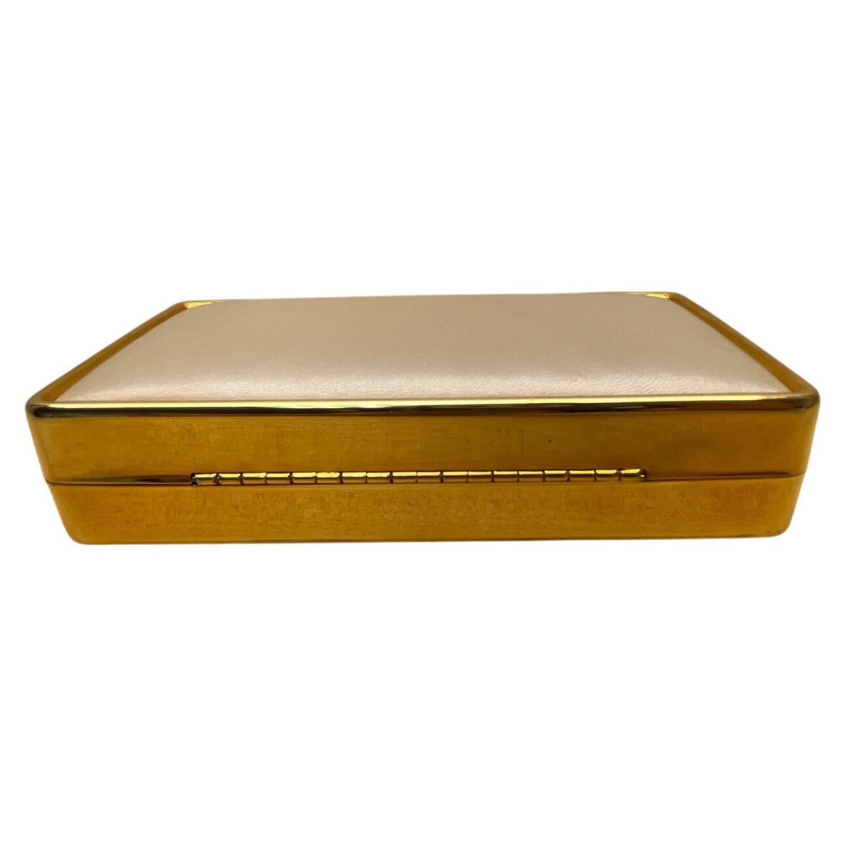 Nordstrom Women’s Off White Clutch Bag With Gold Frame Handle & Chain Strap