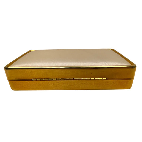 Nordstrom Women’s Off White Clutch Bag With Gold Frame Handle & Chain Strap