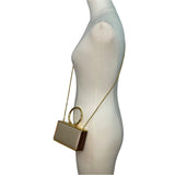Nordstrom Women’s Off White Clutch Bag With Gold Frame Handle & Chain Strap