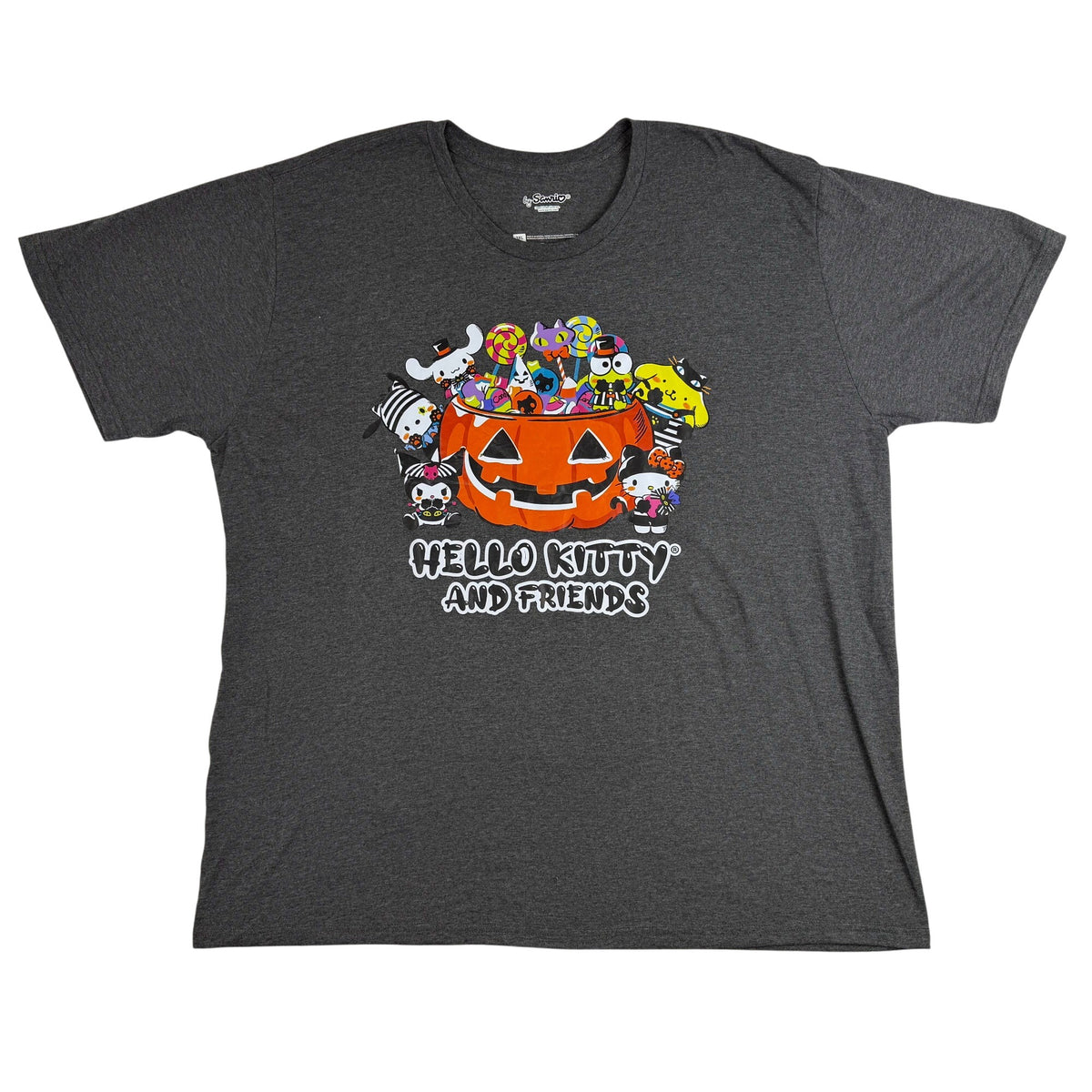 Sanrio Mens Gray Cotton/Polyester Hello Kitty Halloween Graphic T-Shirt Size 3XL