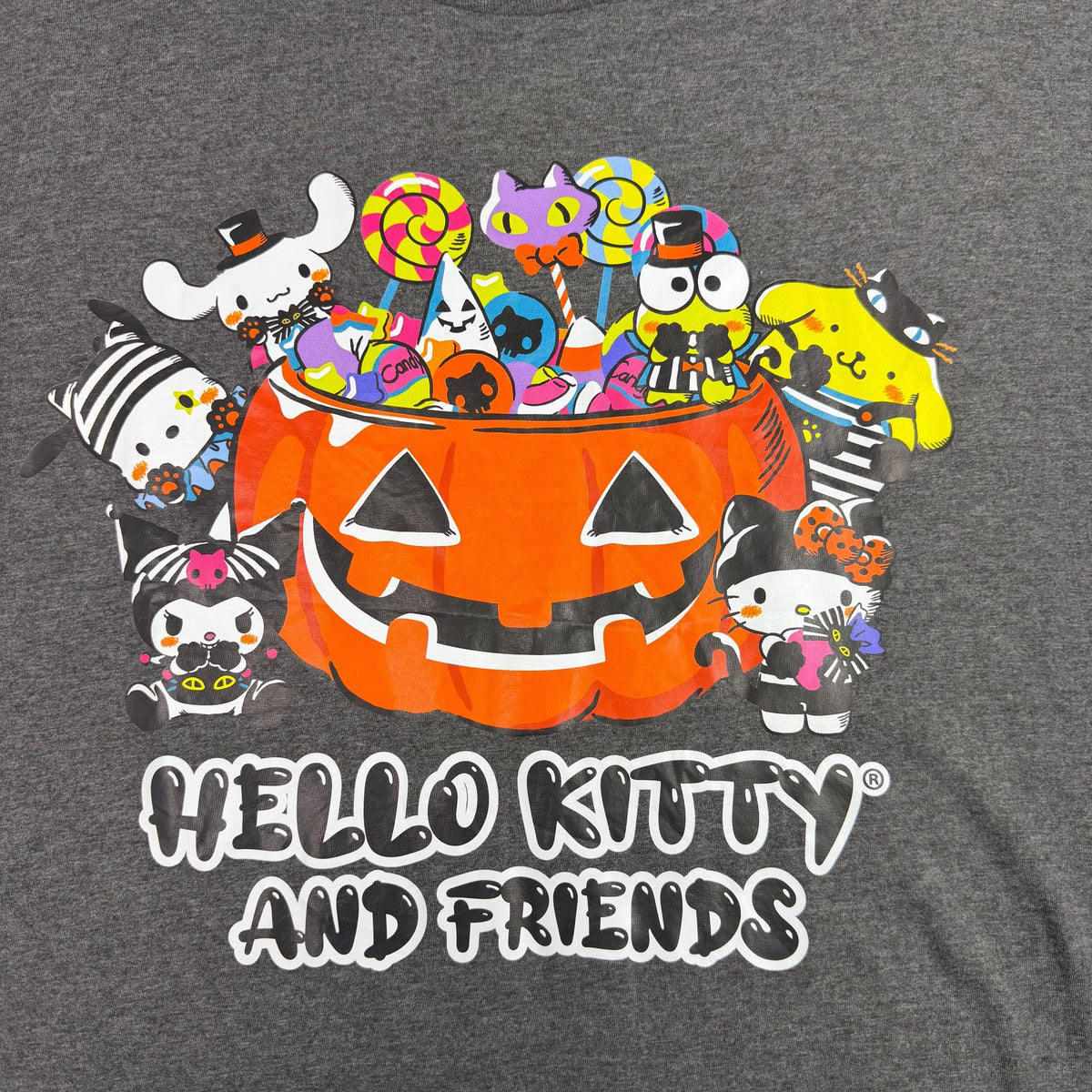 Sanrio Mens Gray Cotton/Polyester Hello Kitty Halloween Graphic T-Shirt Size 3XL
