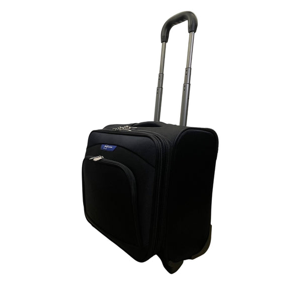 Zeiss Black Fabric With Telescoping Handle Rolling Travel Carry-On Luggage