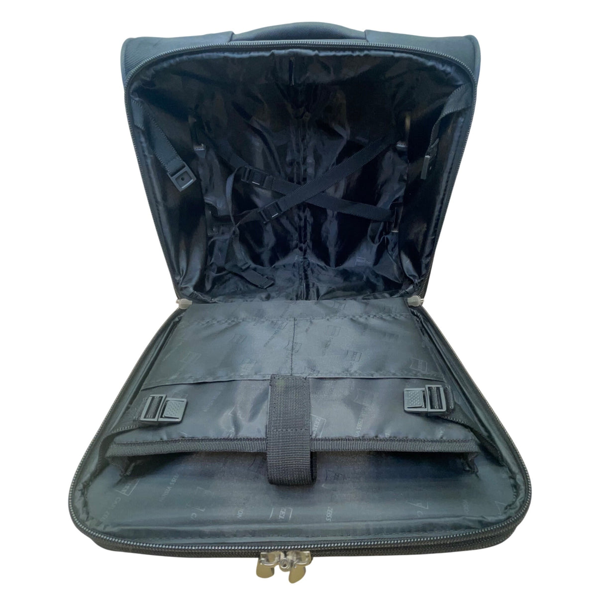 Zeiss Black Fabric With Telescoping Handle Rolling Travel Carry-On Luggage