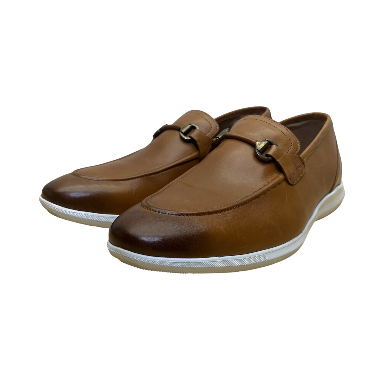 Thomas & Vine Men’s Brown Genuine Leather Slip-On Comfortable Bit Loafers Size 9
