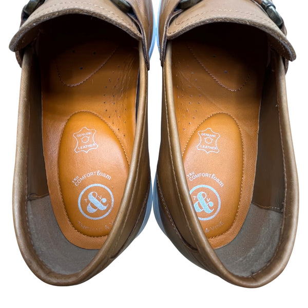 Thomas & Vine Men’s Brown Genuine Leather Slip-On Comfortable Bit Loafers Size 9