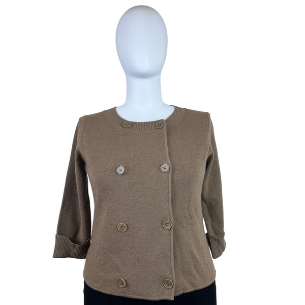 Talbots Women’s Tan Knit Button Up Lightweight Cardigan Sweater Size XL