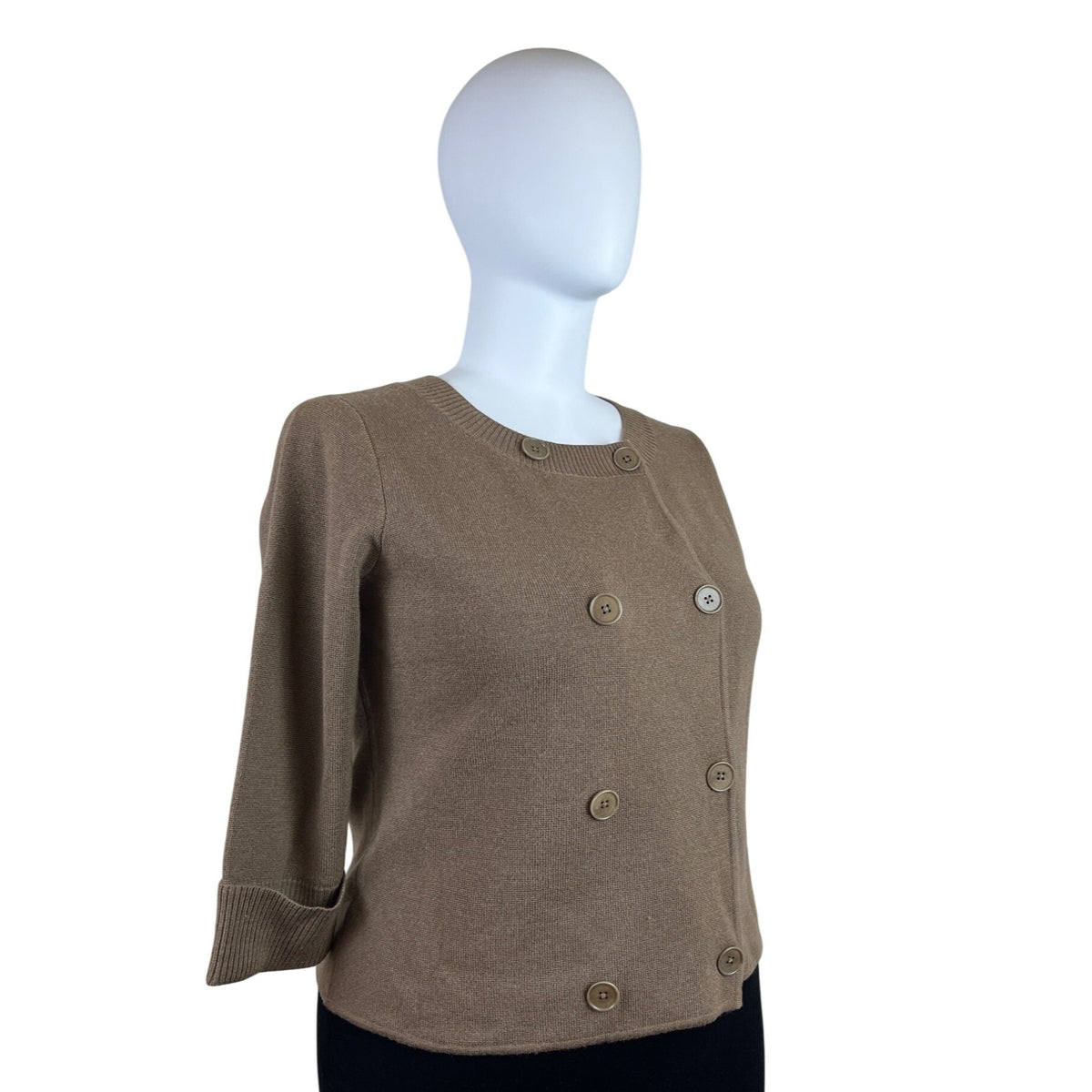 Talbots Women’s Tan Knit Button Up Lightweight Cardigan Sweater Size XL