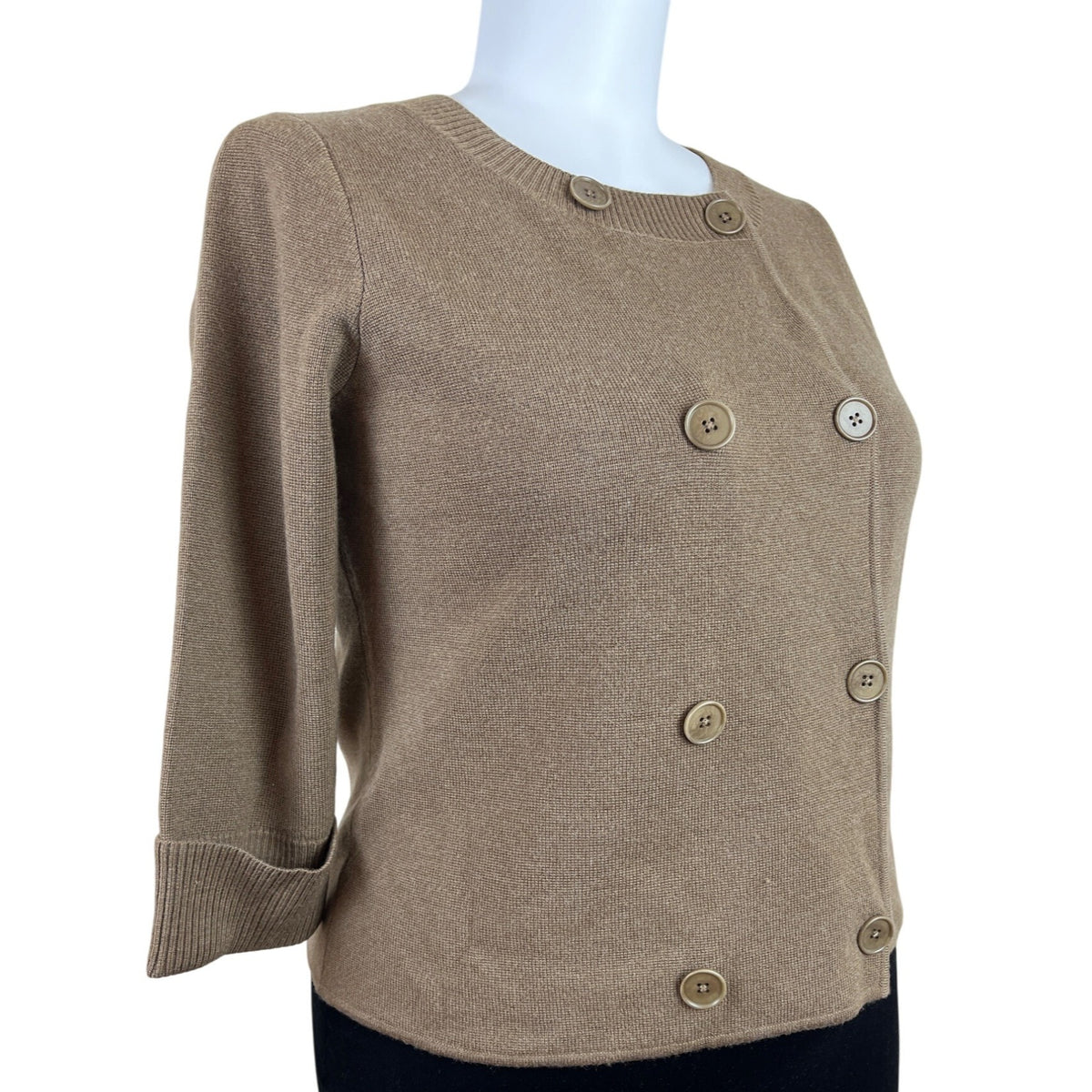 Talbots Women’s Tan Knit Button Up Lightweight Cardigan Sweater Size XL
