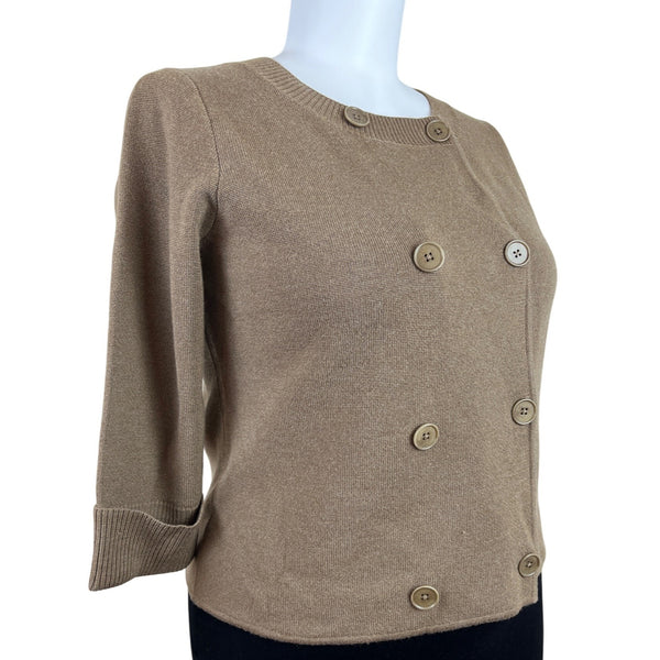 Talbots Women’s Tan Knit Button Up Lightweight Cardigan Sweater Size XL