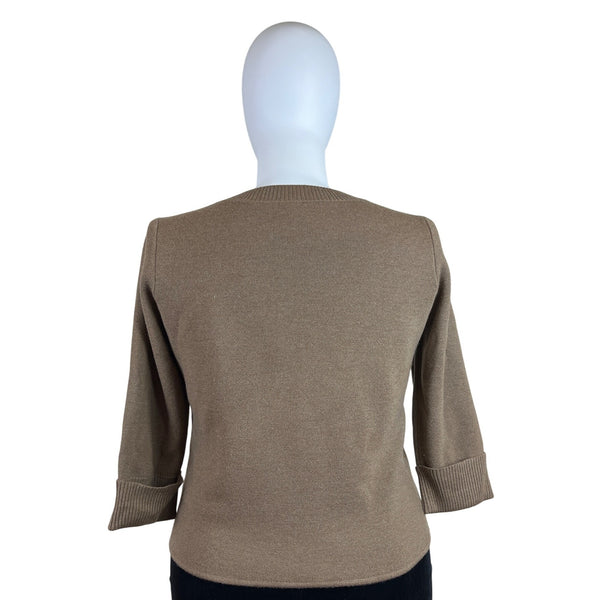 Talbots Women’s Tan Knit Button Up Lightweight Cardigan Sweater Size XL