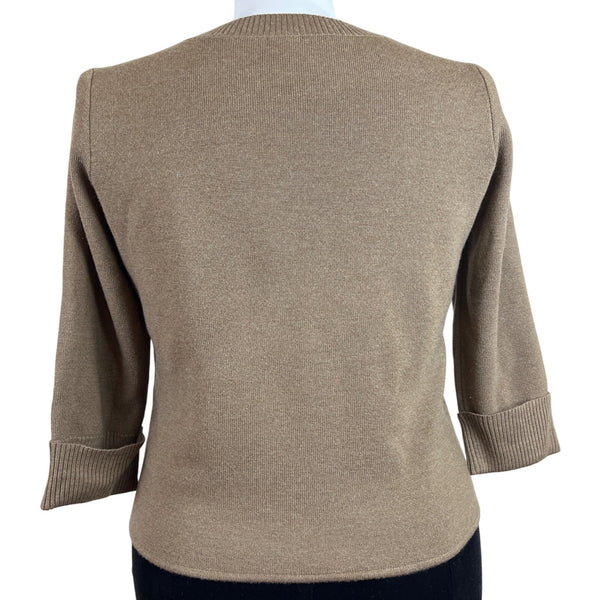 Talbots Women’s Tan Knit Button Up Lightweight Cardigan Sweater Size XL