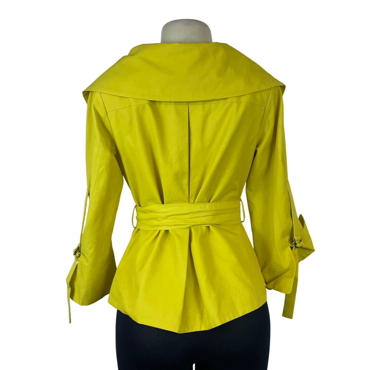 Yoana Baraschi Women's Yellow Wrap Blazer Jacket With Belt Details Size 4