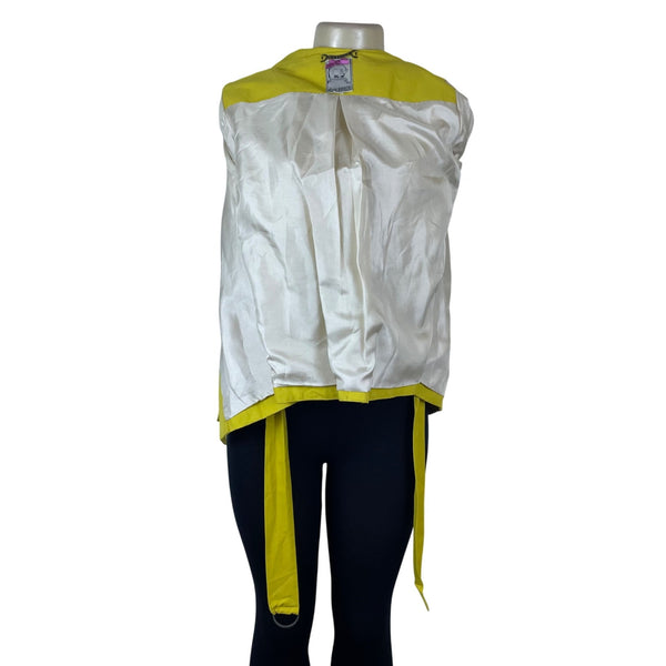 Yoana Baraschi Women's Yellow Wrap Blazer Jacket With Belt Details Size 4