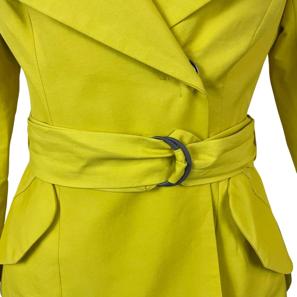 Yoana Baraschi Women's Yellow Wrap Blazer Jacket With Belt Details Size 4