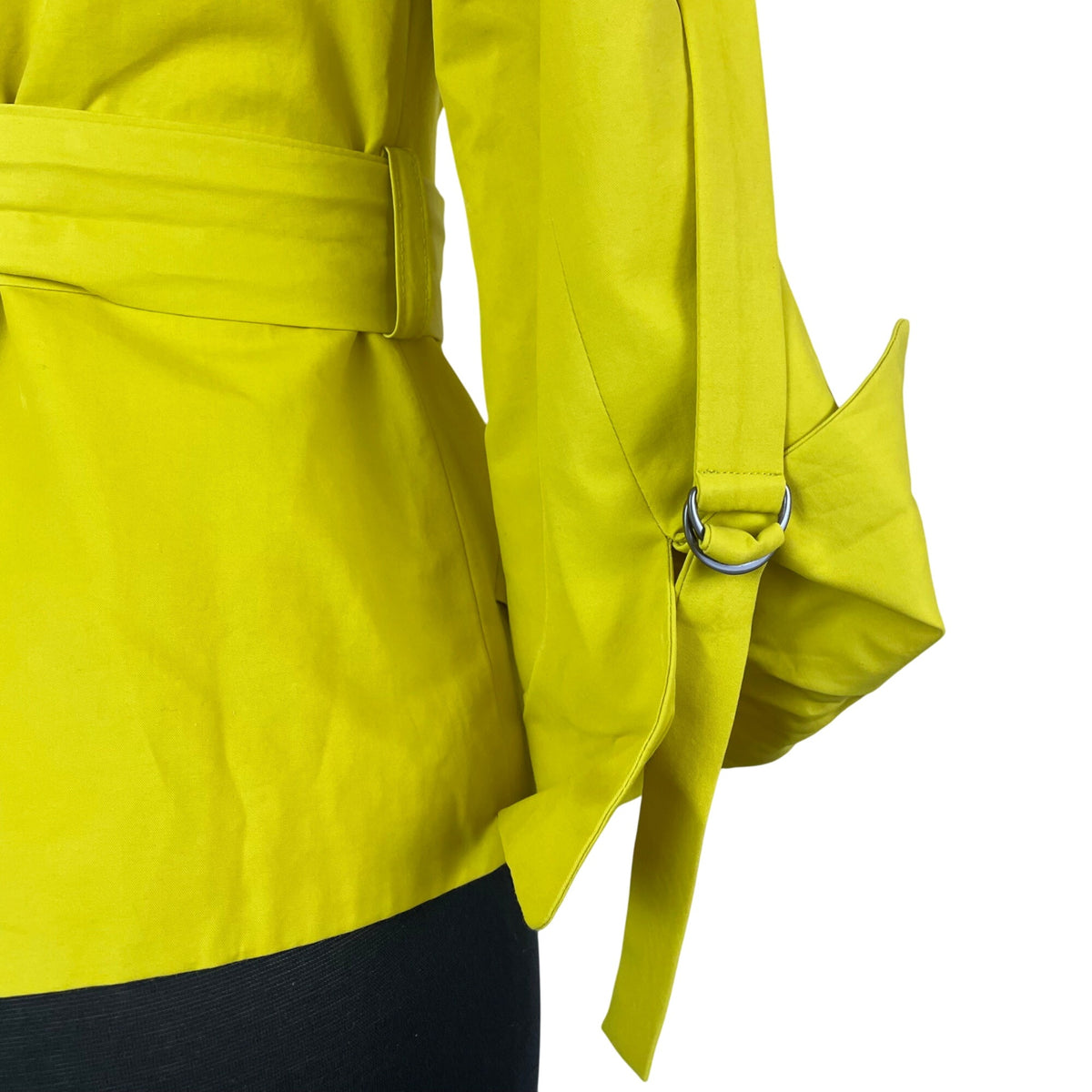 Yoana Baraschi Women's Yellow Wrap Blazer Jacket With Belt Details Size 4