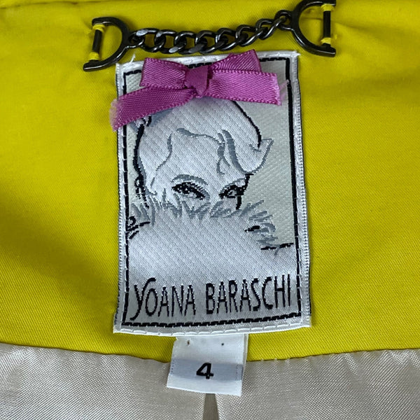 Yoana Baraschi Women's Yellow Wrap Blazer Jacket With Belt Details Size 4