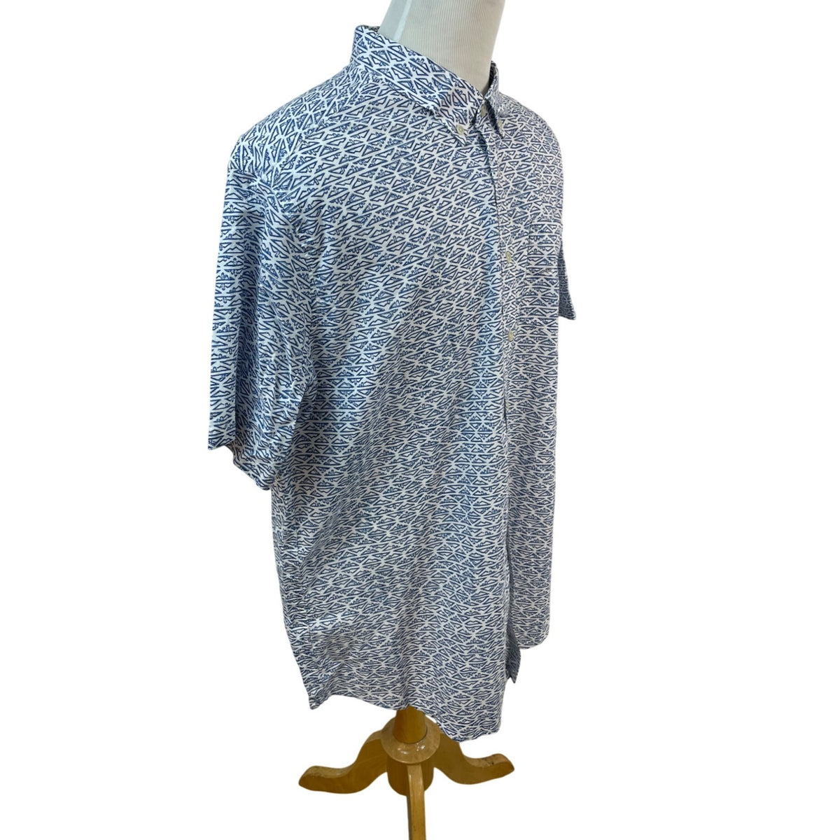 Eddie Bauer Mens Short Sleeve Button-Up Shirt White & Blue Size 3XL - New