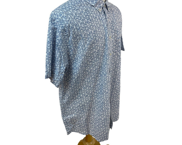 Eddie Bauer Mens Short Sleeve Button-Up Shirt White & Blue Size 3XL - New