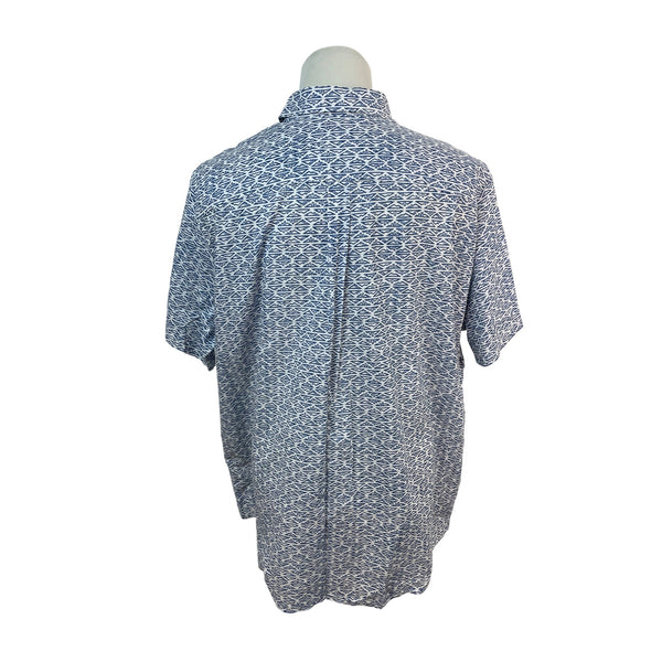 Eddie Bauer Mens Short Sleeve Button-Up Shirt White & Blue Size 3XL - New