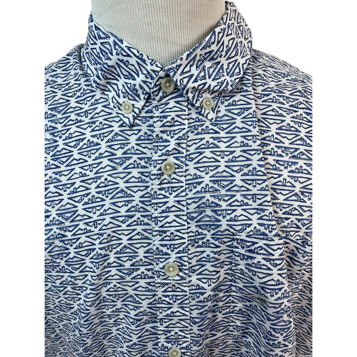 Eddie Bauer Mens Short Sleeve Button-Up Shirt White & Blue Size 3XL - New