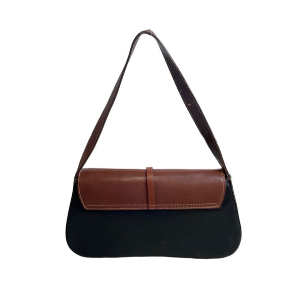 Conte Di Cavour Women's Black And Brown Leather Shoulder Bag Sz M