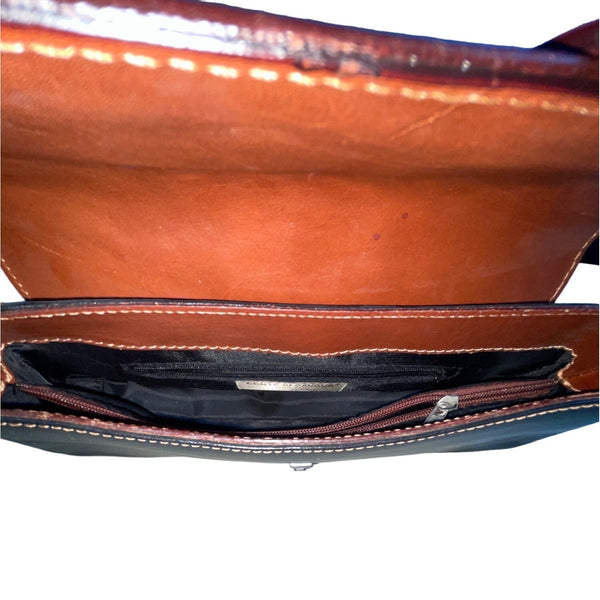 Conte Di Cavour Women's Black And Brown Leather Shoulder Bag Sz M