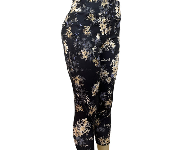 FLX Womens Black Ascent High-Rise Leggings With Floral Print Sz L - New