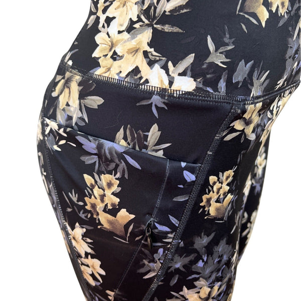 FLX Womens Black Ascent High-Rise Leggings With Floral Print Sz L - New