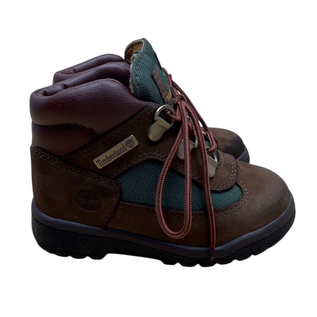 Timberland Toddler Brown & Green Nubuck Leather Lf Field Boots Size 8