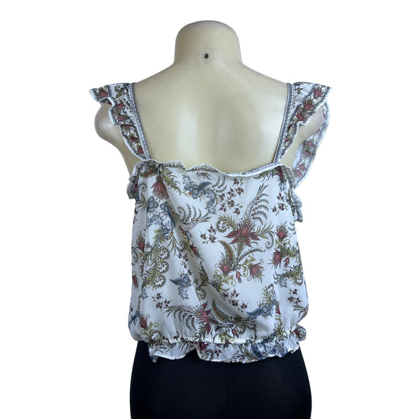 Max Studio Womens Floral Ruffle Blouse Top Size L