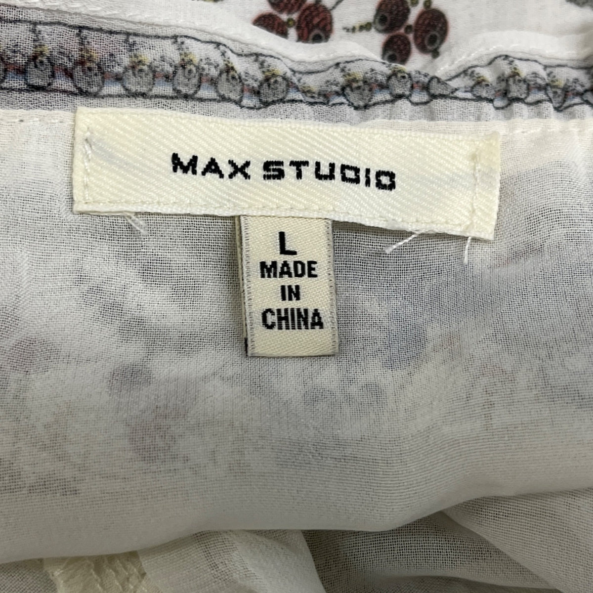 Max Studio Womens Floral Ruffle Blouse Top Size L