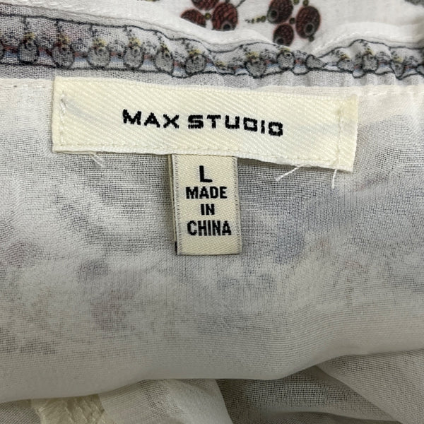 Max Studio Womens Floral Ruffle Blouse Top Size L