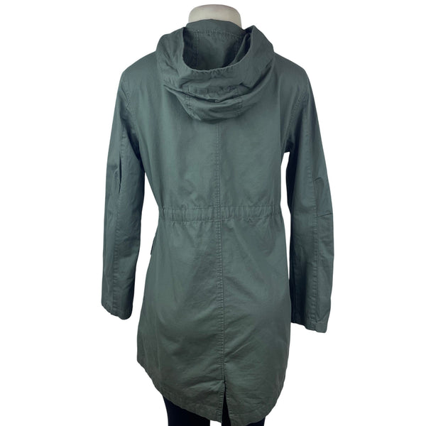 Active Usa Asymmetrical Floral Embroidered Womens Green  Hooded Jacket Sz S