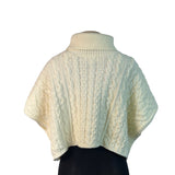 Lalavon Womens Cream Knit Short Sleeve Turtleneck Poncho Top Size S