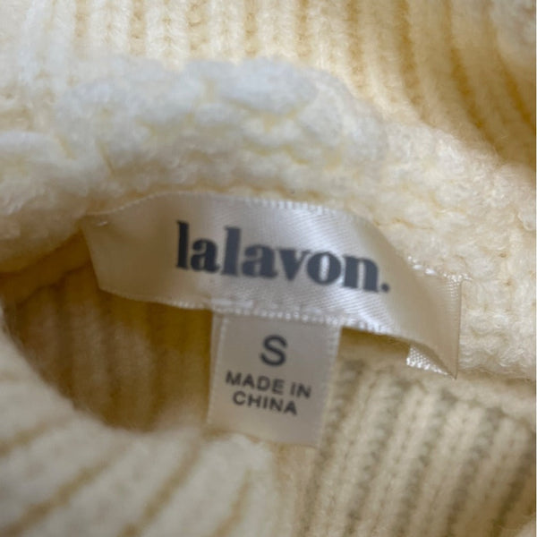 Lalavon Womens Cream Knit Short Sleeve Turtleneck Poncho Top Size S