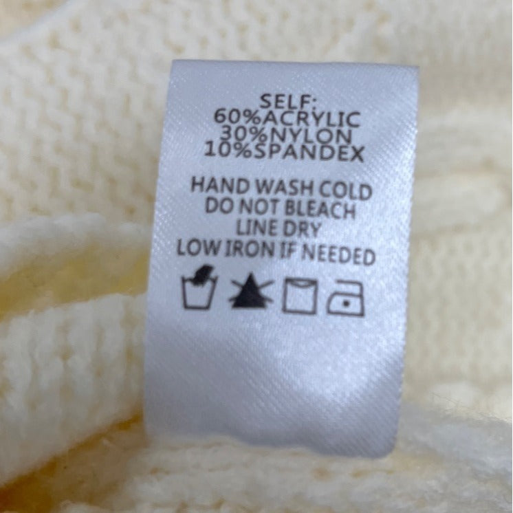 Lalavon Womens Cream Knit Short Sleeve Turtleneck Poncho Top Size S