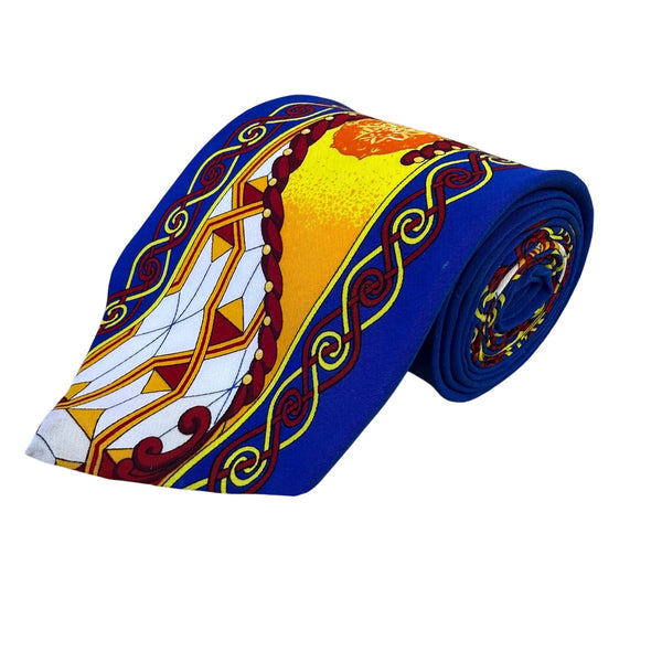 Ruch Limbaugh No Boundaries Collections Blue Silk Abstract Tie Vibrant Pattern