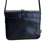 Vintage Brighton One World Black Leather Gold Equestrian Medallion Shoulder Bag