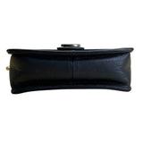 Vintage Brighton One World Black Leather Gold Equestrian Medallion Shoulder Bag