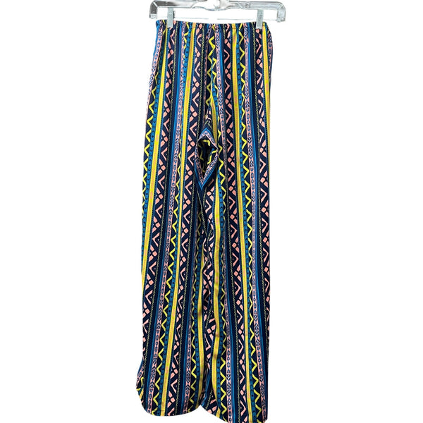 See You Monday Womens Multicolor Polyester Wide Leg Pants Size M Boho Style Made U.S.A