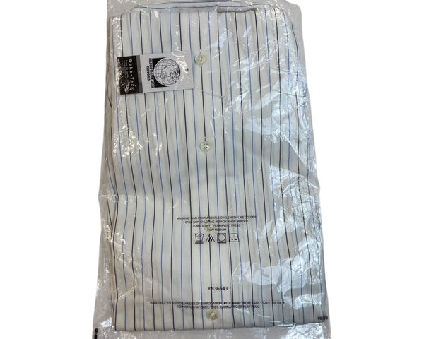 Van Heusen Pinstripe Wrinkle-Free Oxford Shirt White & Blue Stripes Sz L - New
