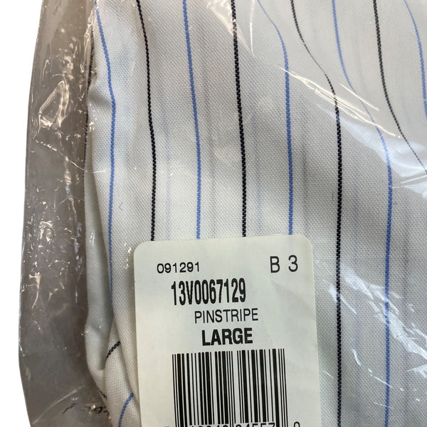 Van Heusen Pinstripe Wrinkle-Free Oxford Shirt White & Blue Stripes Sz L - New