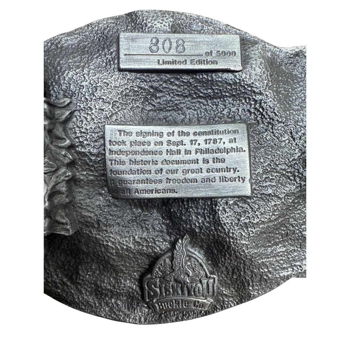 Vtg Siskiyou 1986 US Constitution Belt With Pewter Buckle 200 Yrs Brown Leather