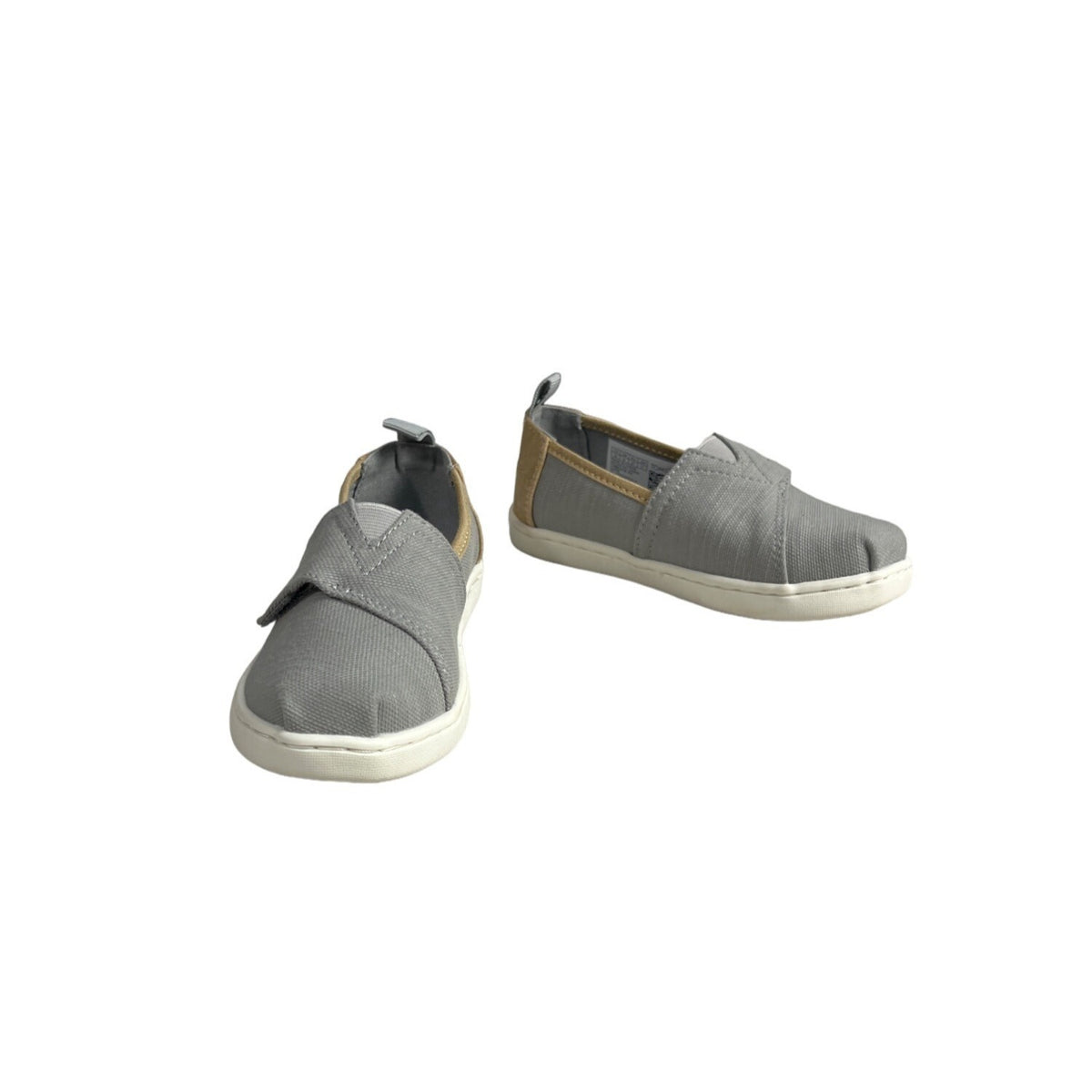 Toms Kids Boy Gray And Brown Tiny Canvas Classic Slip-On Shoes Sz 10