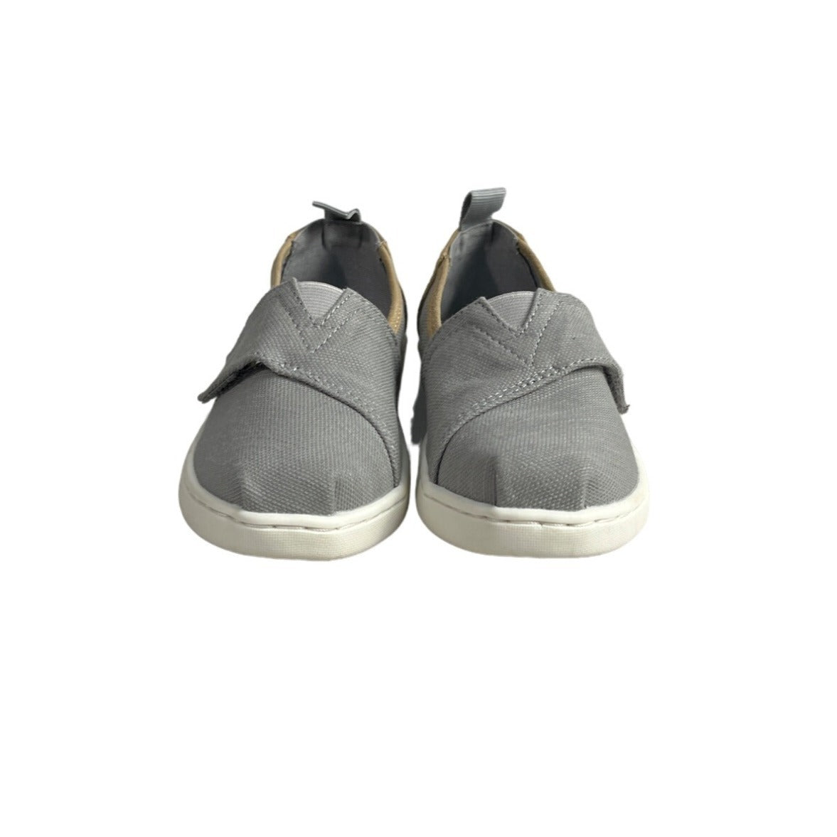 Toms Kids Boy Gray And Brown Tiny Canvas Classic Slip-On Shoes Sz 10