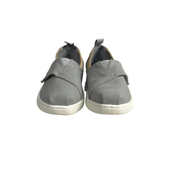 Toms Kids Boy Gray And Brown Tiny Canvas Classic Slip-On Shoes Sz 10